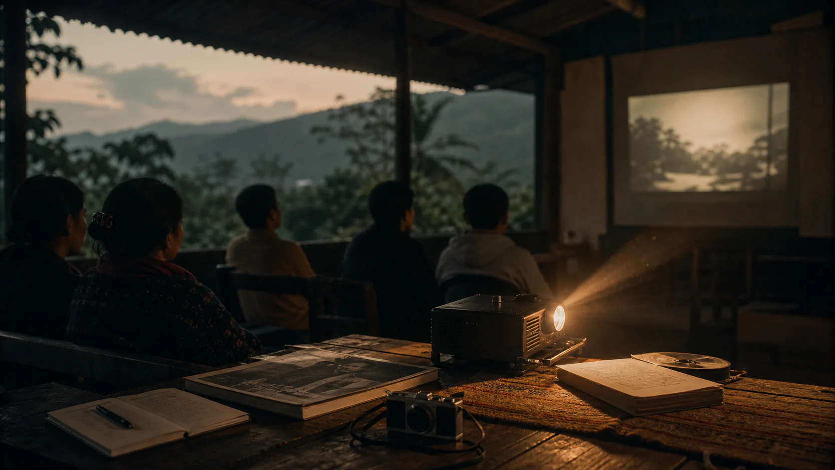 A community cinema screening in the hills of Northeast India